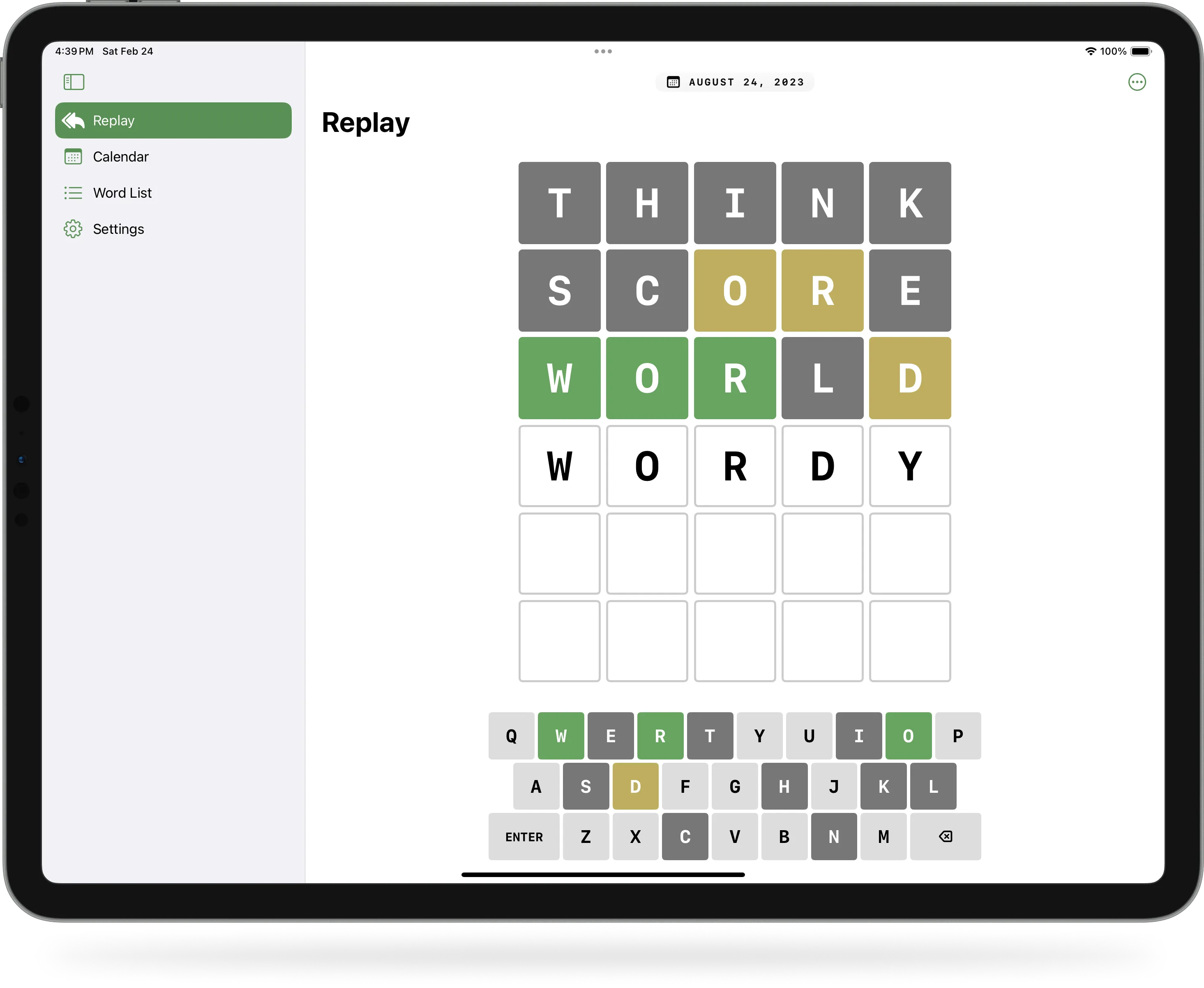 Wordled App for iPad